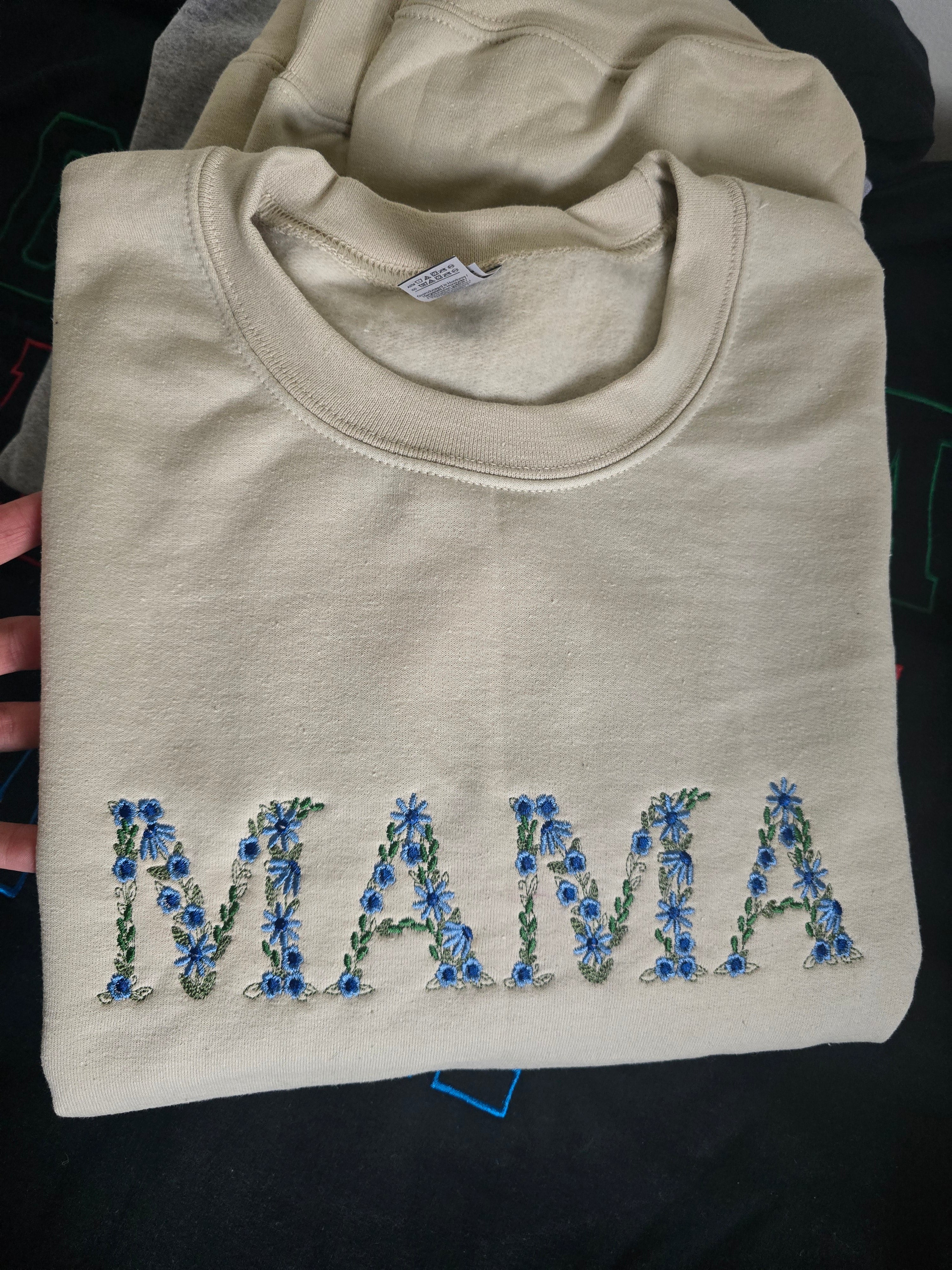 Blue Floral Mama Crewneck Sweatshirt