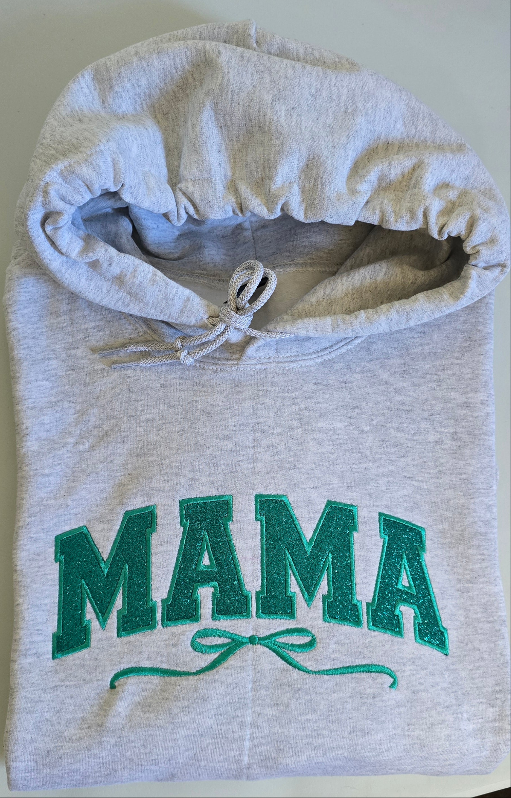 Turquoise Glitter Mama Hoodie