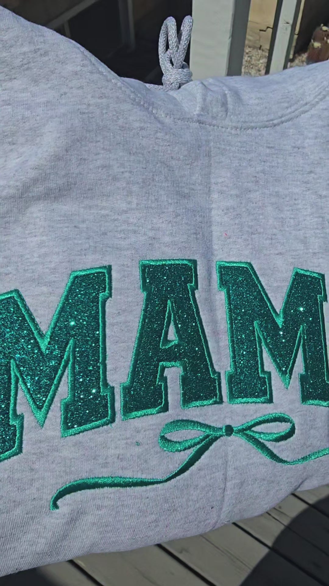 Turquoise Glitter Mama Hoodie