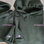 Roman Date Embroidered Couple Hoodies