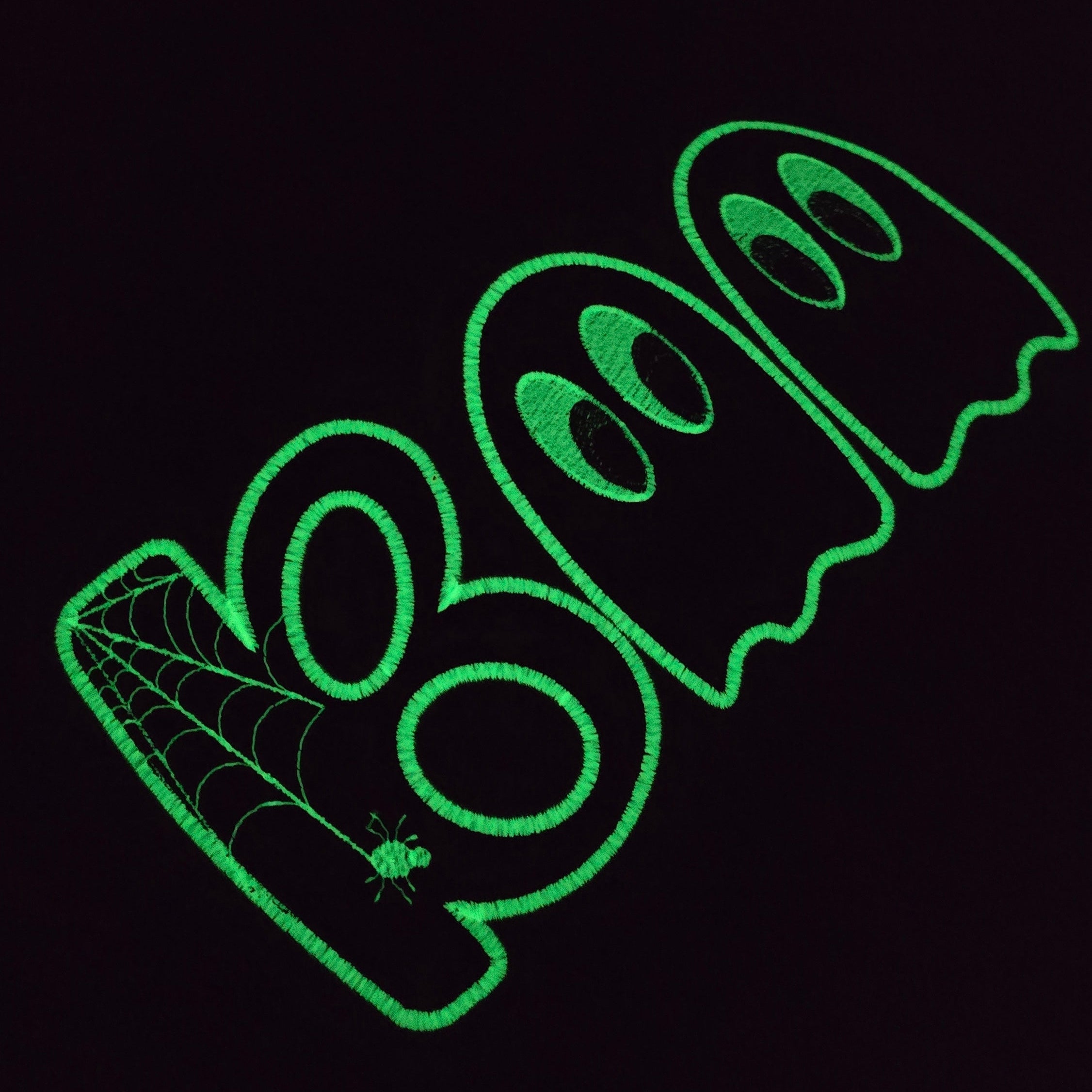 BOO (Sparkly Background with Glow In The Dark Thread)- CREWNECK