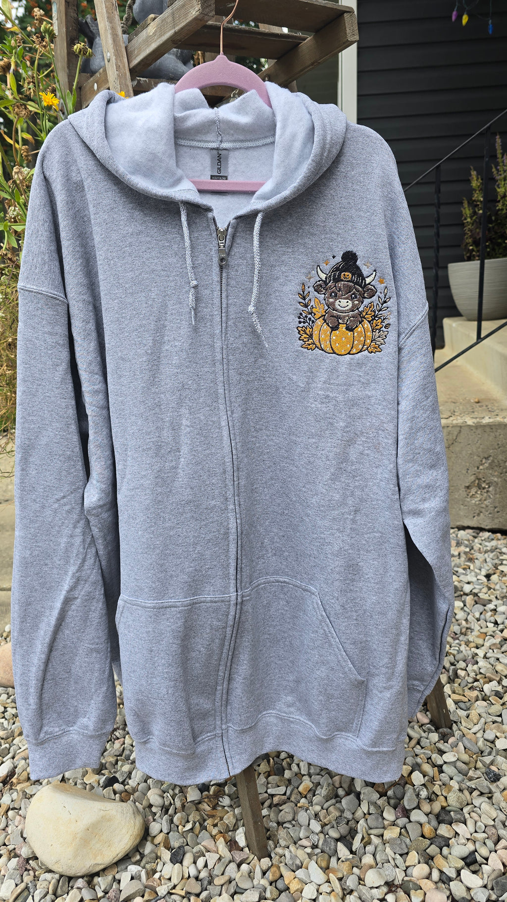 Highland Cow/Pumpkin Zip Up Hoodie