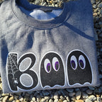BOO (Sparkly Background with Glow In The Dark Thread)- CREWNECK