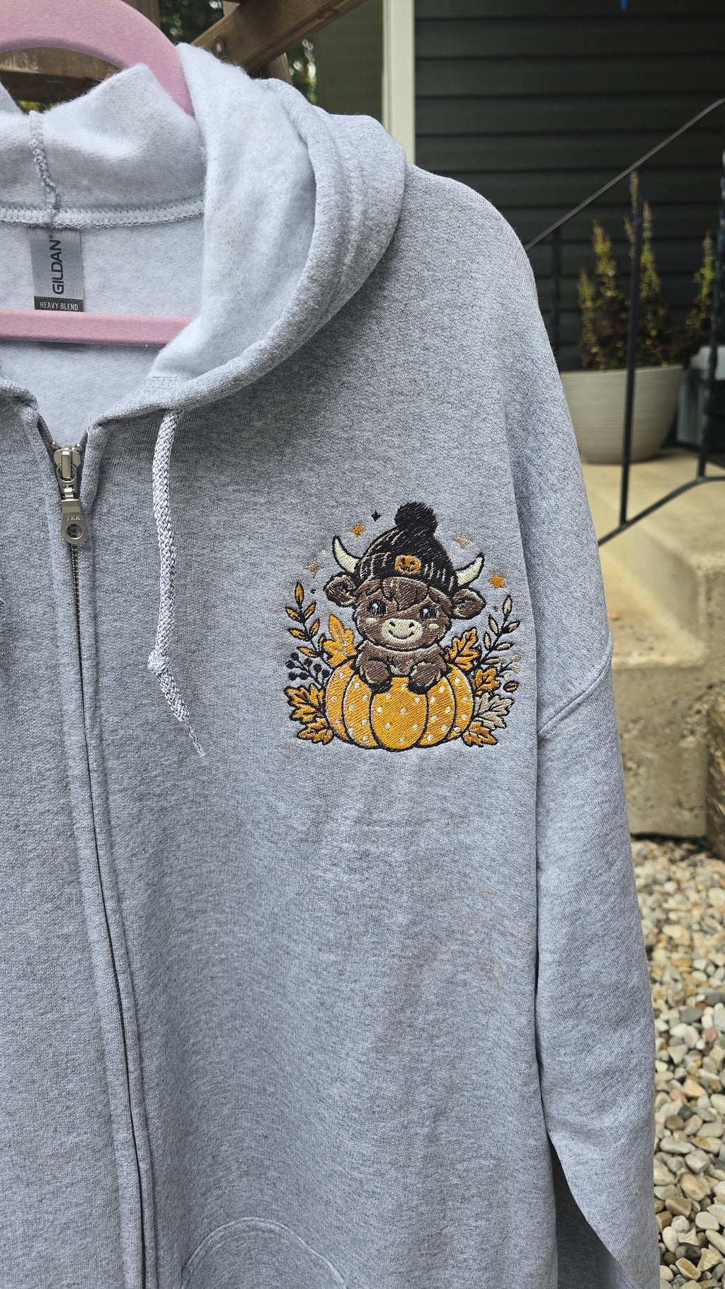 Highland Cow/Pumpkin Zip Up Hoodie