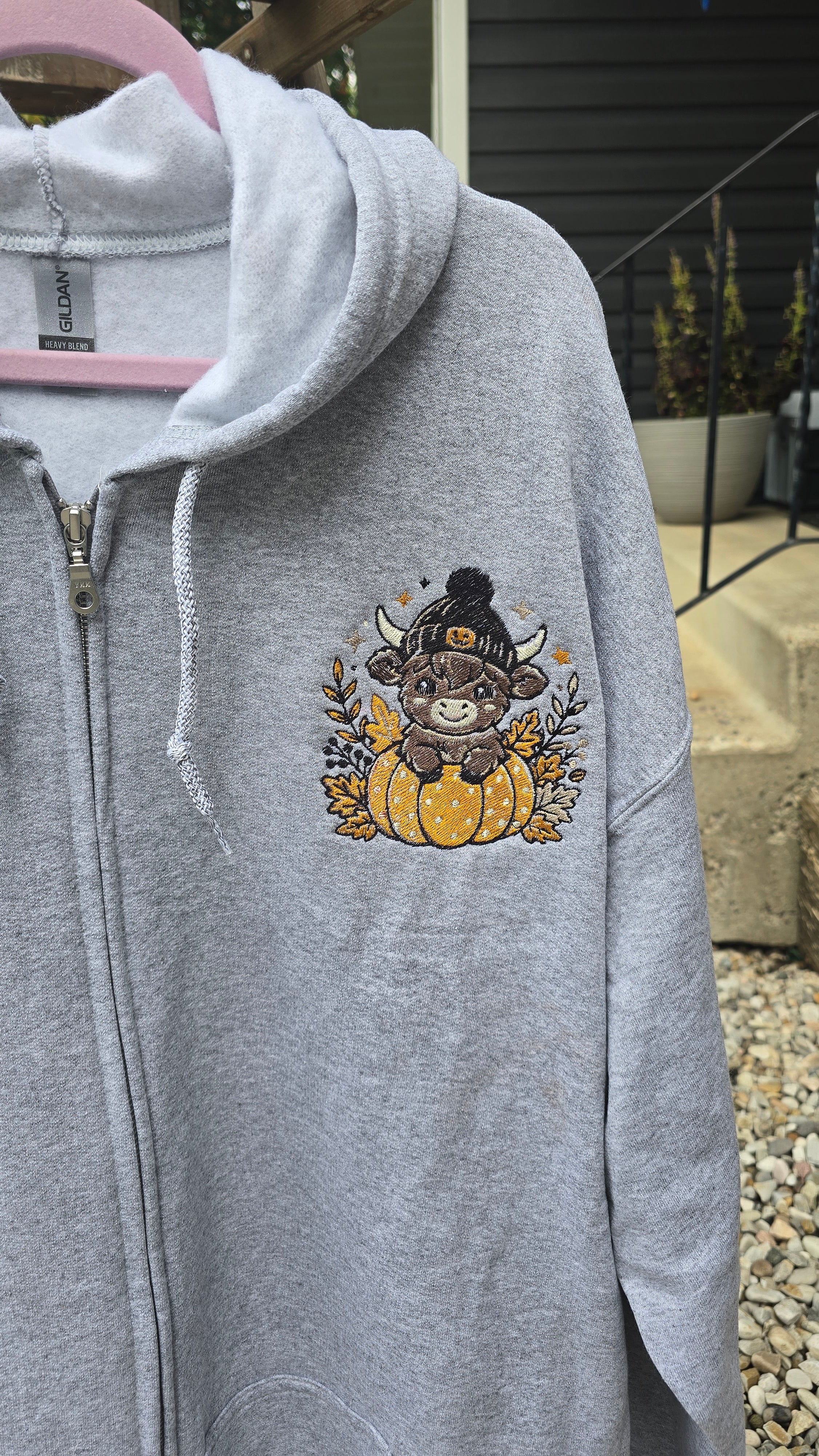 Highland Cow/Pumpkin Zip Up Hoodie
