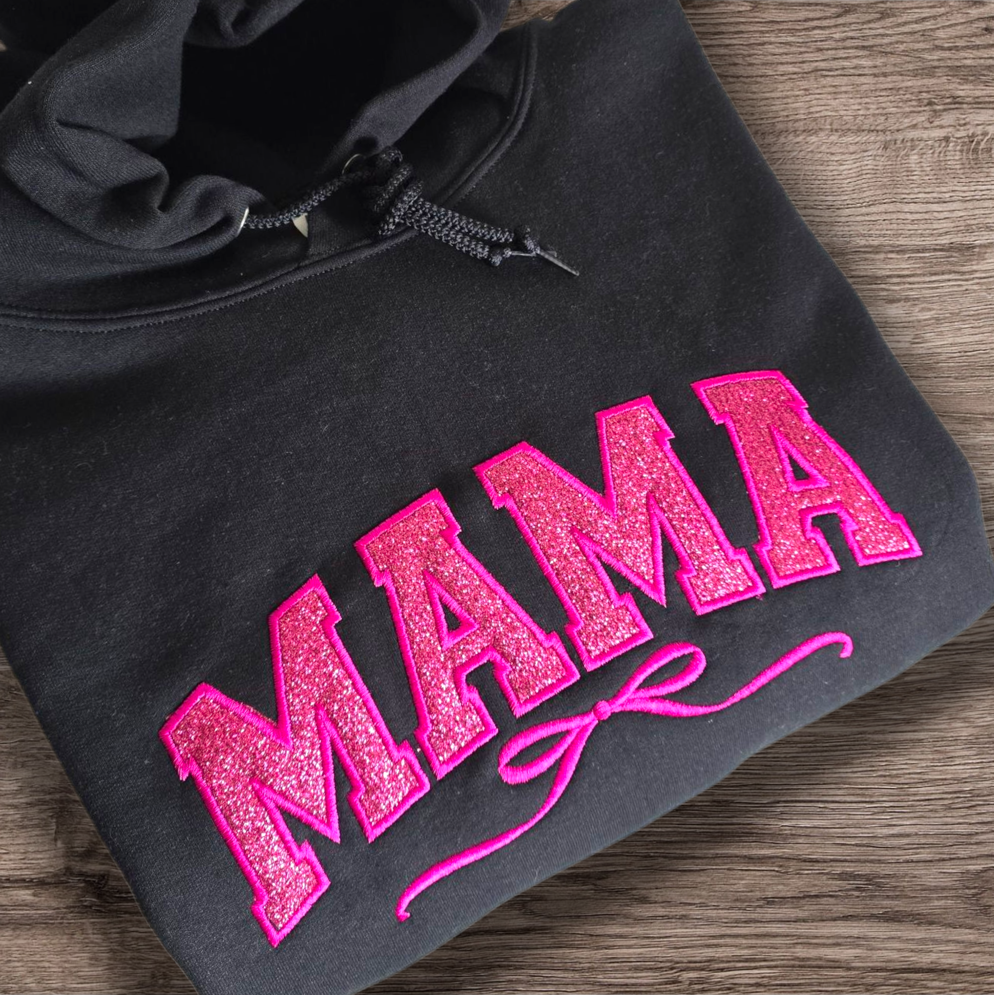 Hot Pink Glitter Mama with Bow